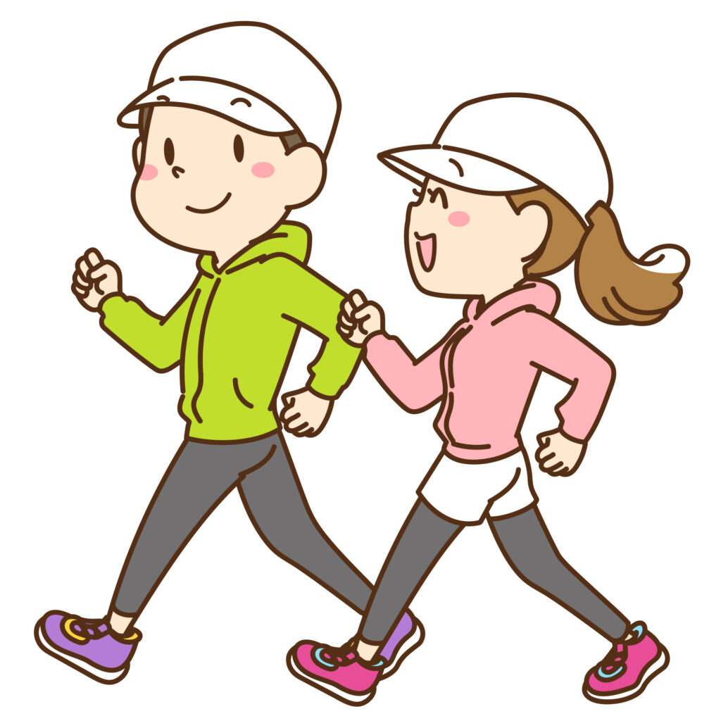 ウォーキングする男女