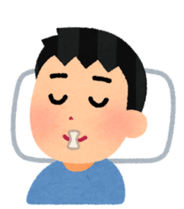 鼻呼吸をする男性