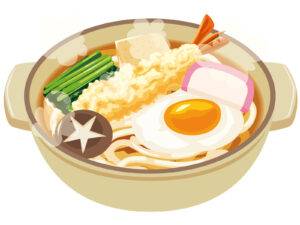 熱々の鍋焼きうどん
