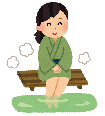 足湯をする女性