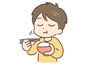 よく噛んでご飯を食べる