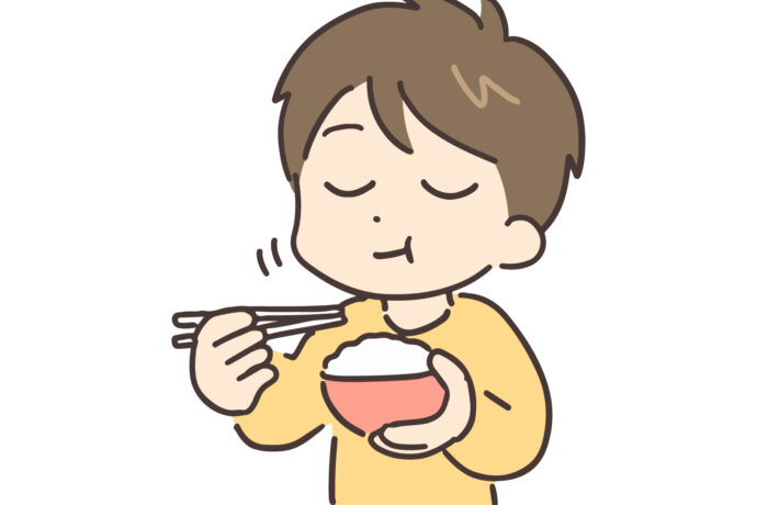 よく噛んでご飯を食べる