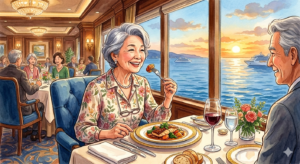豪華客船での美味しい食事風景