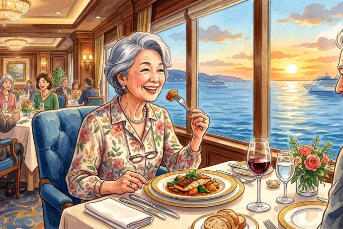 豪華客船での美味しい食事風景