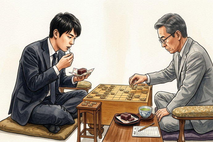 将棋で対戦する男性