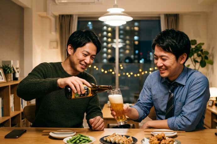 ビールを注ぐ男性