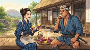 江戸時代、さつまいもを食べる薩摩隼人、薩摩おごじょ