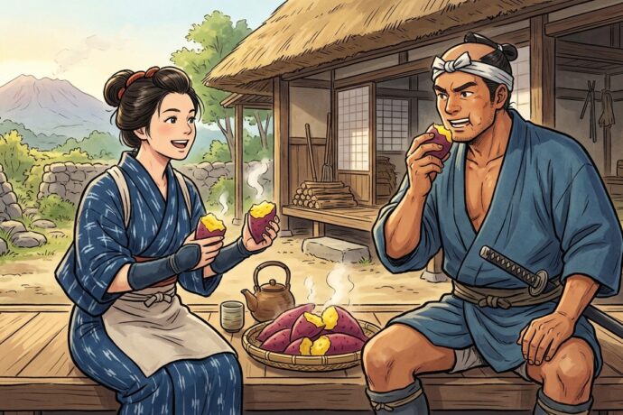 江戸時代、さつまいもを食べる薩摩隼人、薩摩おごじょ