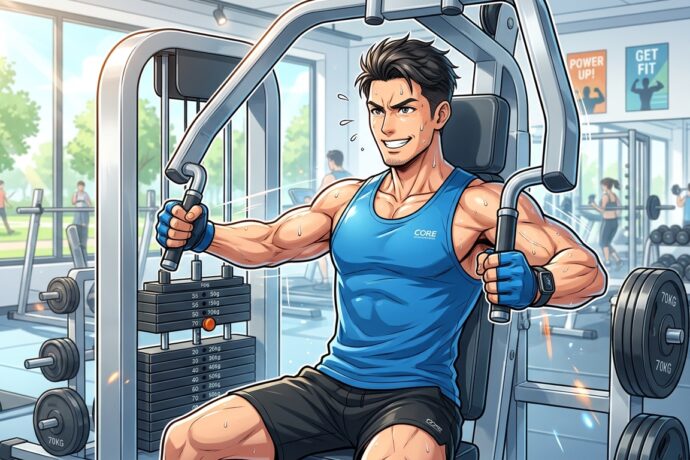筋トレをしている男性